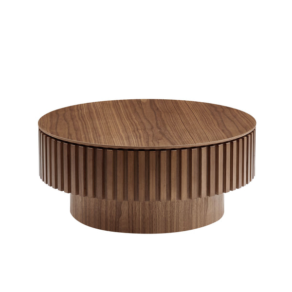 English Elm 31.49'' Round Coffee Table with Hidden Storage, Space-Saving Modern Pedestal Design for Apartments Walnut W876P365214