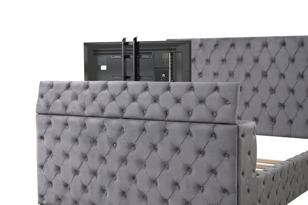 English Elm Encore Modern Upholstered Queen 4Pc Bedroom Vanity Set With Tufted Headboard & Stylish Storage Solutions B009S01729