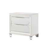 English Elm Pearl White 2-Drawer Nightstand With Acrylic Crystal Legs