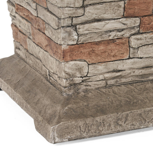 English Elm Christopher Knight Home® - Outdoor 19.50" MGO Fire Column Stone Gray - 40,000 BTU, Lightweight Concrete, Tank Inside, Ambient Glow 57562.00-40K