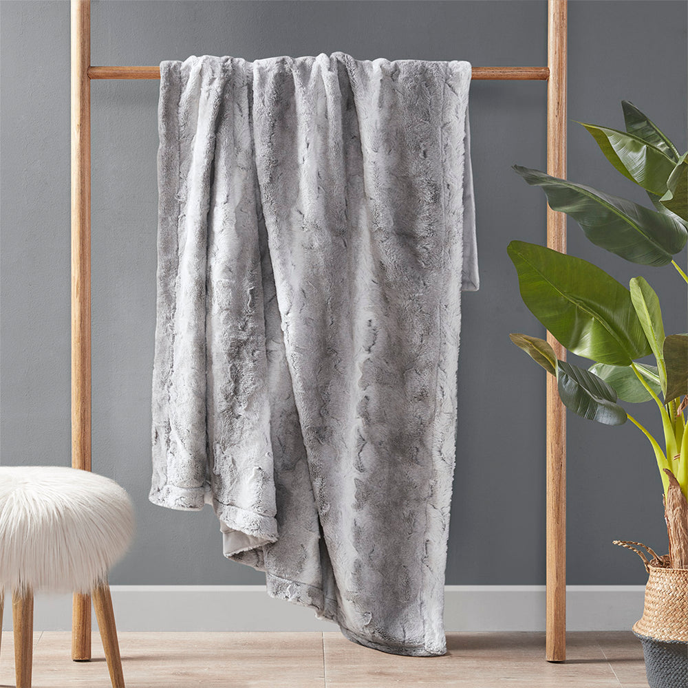 JLA Home Madison Park - Oversized Faux Fur Throw Blanket — Plush Reversible Faux Mink, OEKO-TEX, Machine Washable Luxury Cozy Drapes MP50-2830