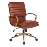 OSP Home Furnishings Mid-Back Faux Leather Chair Saddle