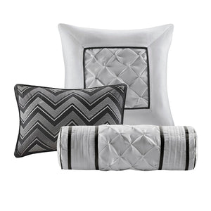 English Elm 7-piece Cal King Tufted Pleated Comforter Set with Embroidered Decorative Pillows Included B035P463178
