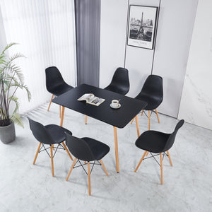 English Elm 115X75X75CM Matte Black MDF Table with Sturdy Metal Legs — Versatile Dining, Office & Coffee Table (Easy Assembly) W234P190471