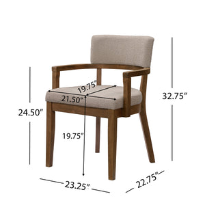 English Elm Christopher Knight Home® - Mid Mid Century Modern Boucle Dining Chairs with Wood Frame, U-Shape Arms, High-Density Foam Comfort khaki,Walnut N771P331337T