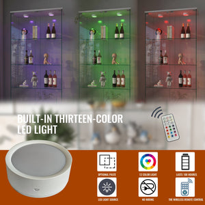 English Elm Modern Glass Display Cabinet With Led Lights - Elegant 2-Door Showcase For Living Rooms & Bedrooms W241S00056