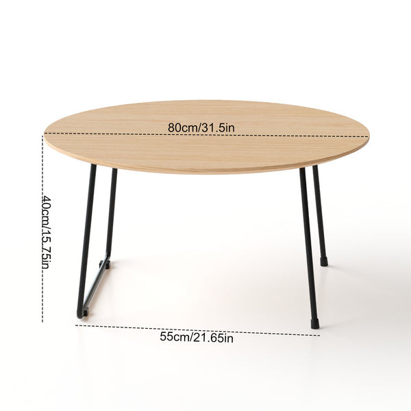 English Elm American Minimalist Round Coffee Table – Stylish Oak Accent For Small Apartments & Modern Living Rooms W3318P306499
