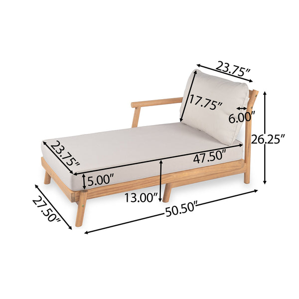 English Elm Christopher Knight Home® - Patio Acacia Wood Sectional Sofa With Chaise Lounge & Water-Resistant Cushions For Outdoor Comfort N772P262284B