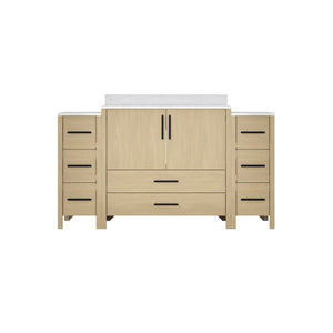 English Elm 108"w×22"d×34"h Freestanding Double Sink Vanity with White Countertop Soft Close T3785S00004