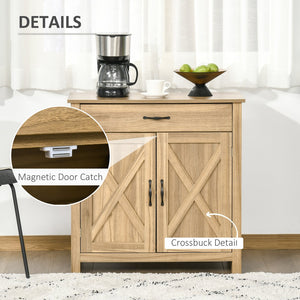 English Elm Homcom Farmhouse Sideboard Buffet With Barn Doors, Adjustable Shelf & Drawer For Rustic Storage Solutions W2225P217416