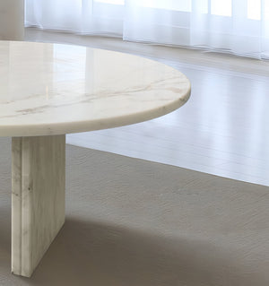 English Elm White Genuine Marble Coffee Table Set – Elegant Round Design For Stylish Living Room & Lounge Decor W1696P262765-GIGA