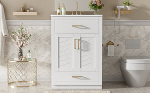 English Elm 24" Bathroom Vanity With Integrated Ceramic Sink, Sleek Storage Cabinet & Easy Assembly For Style N710P341037K