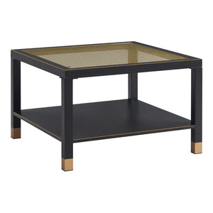 English Elm Industrial Square Coffee Table with Gold Mesh Tempered Glass Top and Matte Steel Legs Black+Gold W3587P456249