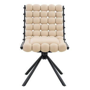 English Elm Set of 2 Velvet Bubble Chain Dining Chairs Sculptural Tufted Seats with Black Legs W1512P491455