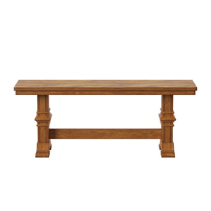 Solid Rubberwood Trestle Dining Bench Farmhouse Style for Entryway or Room