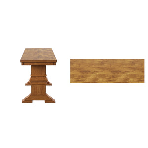 Solid Rubberwood Trestle Dining Bench Farmhouse Style for Entryway or Room