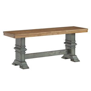 Solid Rubberwood Trestle Dining Bench Farmhouse Style for Entryway or Room