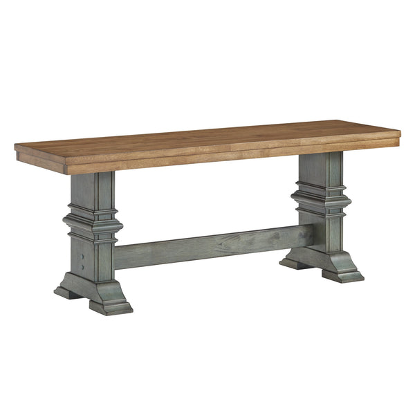Solid Rubberwood Trestle Dining Bench Farmhouse Style for Entryway or Room