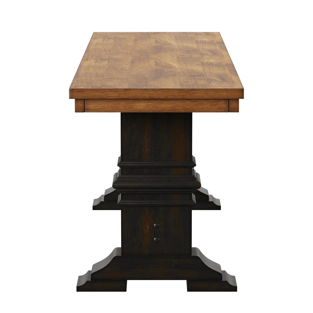 Homelegance Solid Rubberwood Trestle Dining Bench Farmhouse Style for Entryway or Room Oak / Antique Black 530-13BK(3A)