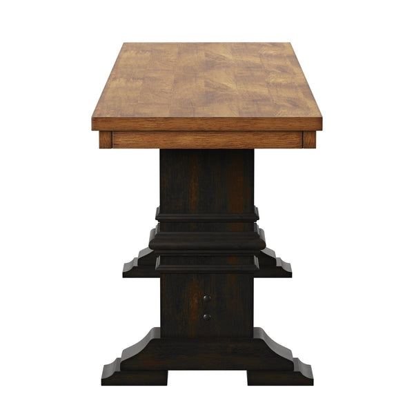 Solid Rubberwood Trestle Dining Bench Farmhouse Style for Entryway or Room