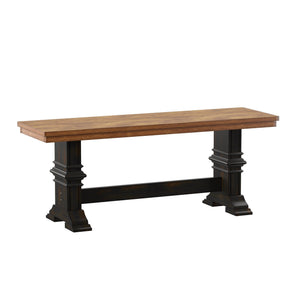 Solid Rubberwood Trestle Dining Bench Farmhouse Style for Entryway or Room