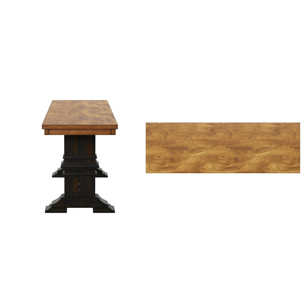 Solid Rubberwood Trestle Dining Bench Farmhouse Style for Entryway or Room