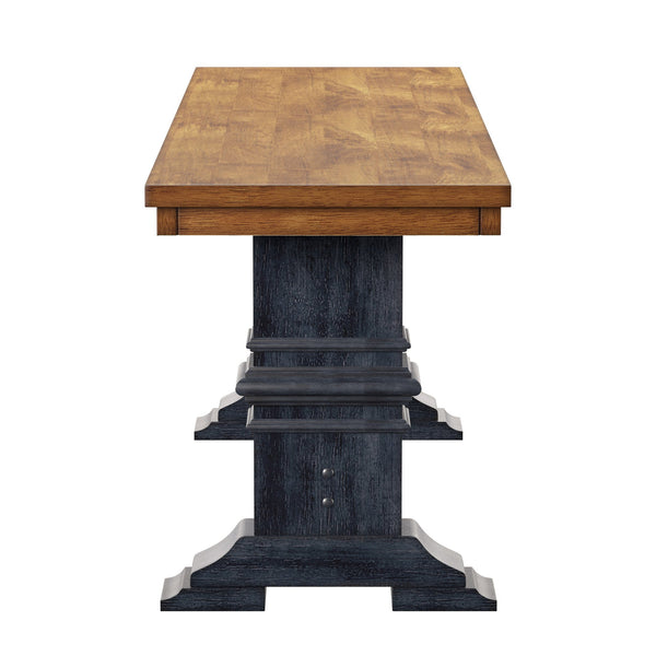 Solid Rubberwood Trestle Dining Bench Farmhouse Style for Entryway or Room
