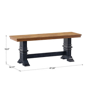 Solid Rubberwood Trestle Dining Bench Farmhouse Style for Entryway or Room