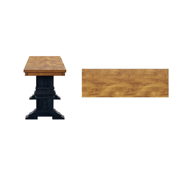 Solid Rubberwood Trestle Dining Bench Farmhouse Style for Entryway or Room