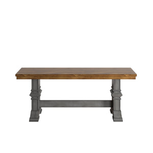 Solid Rubberwood Trestle Dining Bench Farmhouse Style for Entryway or Room