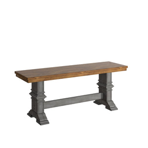 Solid Rubberwood Trestle Dining Bench Farmhouse Style for Entryway or Room