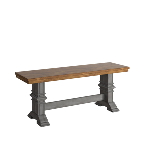 Solid Rubberwood Trestle Dining Bench Farmhouse Style for Entryway or Room