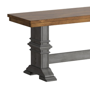 Solid Rubberwood Trestle Dining Bench Farmhouse Style for Entryway or Room