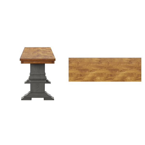 Solid Rubberwood Trestle Dining Bench Farmhouse Style for Entryway or Room