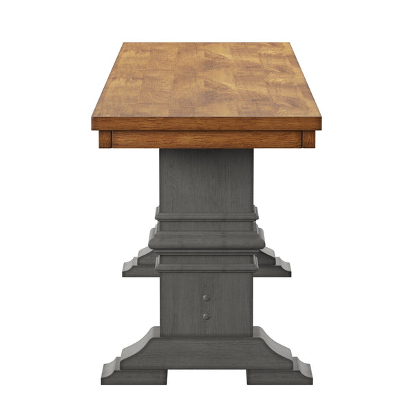 Solid Rubberwood Trestle Dining Bench Farmhouse Style for Entryway or Room
