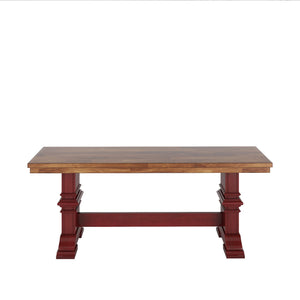 Solid Rubberwood Trestle Dining Bench Farmhouse Style for Entryway or Room