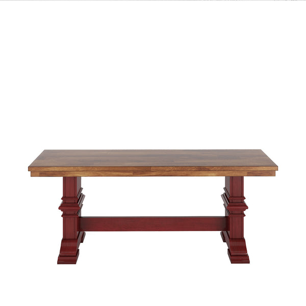 Solid Rubberwood Trestle Dining Bench Farmhouse Style for Entryway or Room