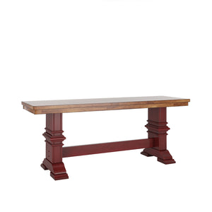 Solid Rubberwood Trestle Dining Bench Farmhouse Style for Entryway or Room