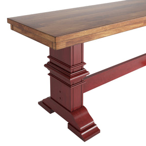 Solid Rubberwood Trestle Dining Bench Farmhouse Style for Entryway or Room