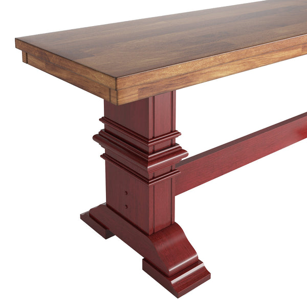 Solid Rubberwood Trestle Dining Bench Farmhouse Style for Entryway or Room
