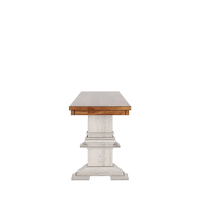 Solid Rubberwood Trestle Dining Bench Farmhouse Style for Entryway or Room