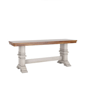 Solid Rubberwood Trestle Dining Bench Farmhouse Style for Entryway or Room