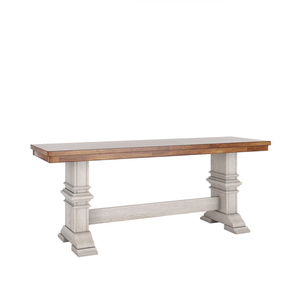 Solid Rubberwood Trestle Dining Bench Farmhouse Style for Entryway or Room