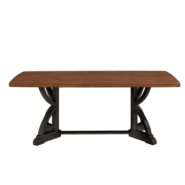 Lea 78 Inch Solid Rubberwood Rectangular Dining Table Seats Eight for Family Meals