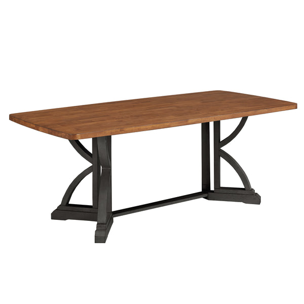 Lea 78 Inch Solid Rubberwood Rectangular Dining Table Seats Eight for Family Meals