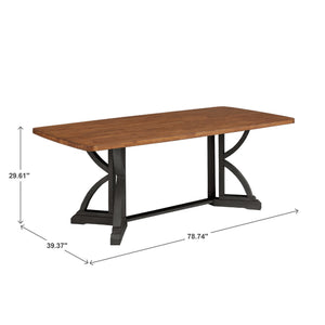 Lea 78 Inch Solid Rubberwood Rectangular Dining Table Seats Eight for Family Meals