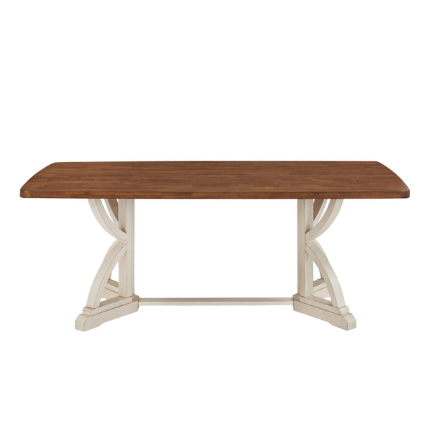 Lea 78 Inch Solid Rubberwood Rectangular Dining Table Seats Eight for Family Meals