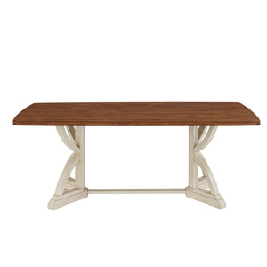 Lea 78 Inch Solid Rubberwood Rectangular Dining Table Seats Eight for Family Meals