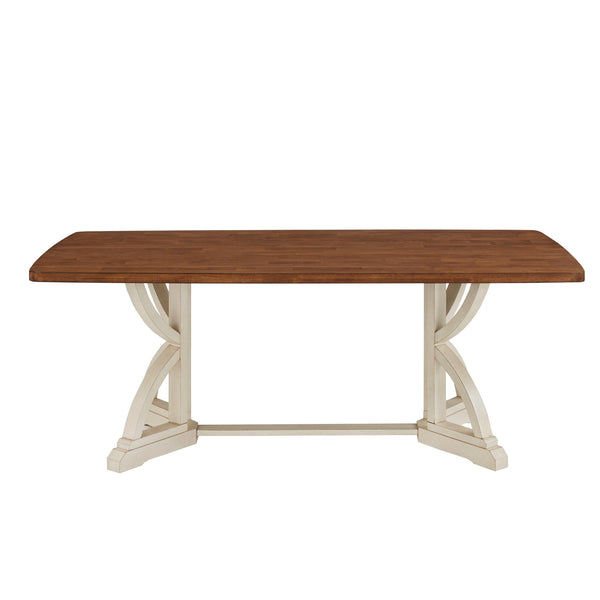 Lea 78 Inch Solid Rubberwood Rectangular Dining Table Seats Eight for Family Meals