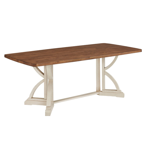 Lea 78 Inch Solid Rubberwood Rectangular Dining Table Seats Eight for Family Meals